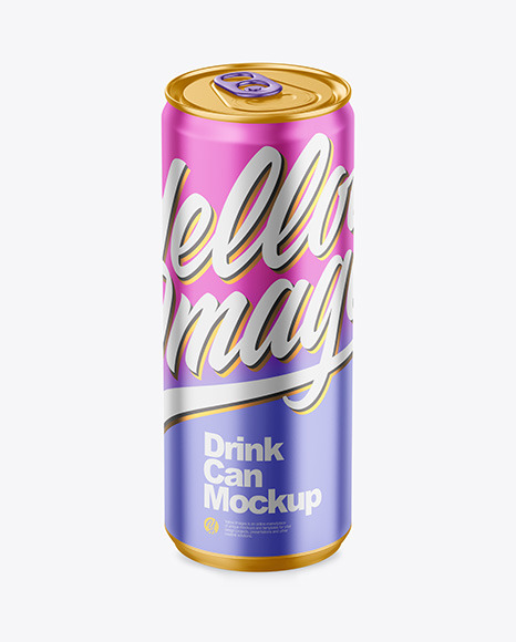 330ml Matte Metallic Drink Can Mockup PSD #2