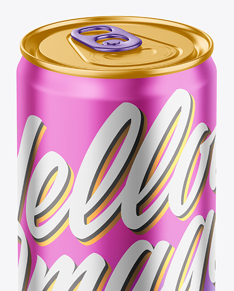 330ml Matte Metallic Drink Can Mockup PSD #1