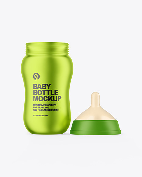 Matte Metallic Baby Bottle Mockup