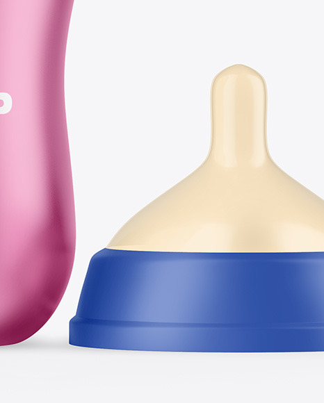 Matte Metallic Baby Bottle Mockup PSD #7