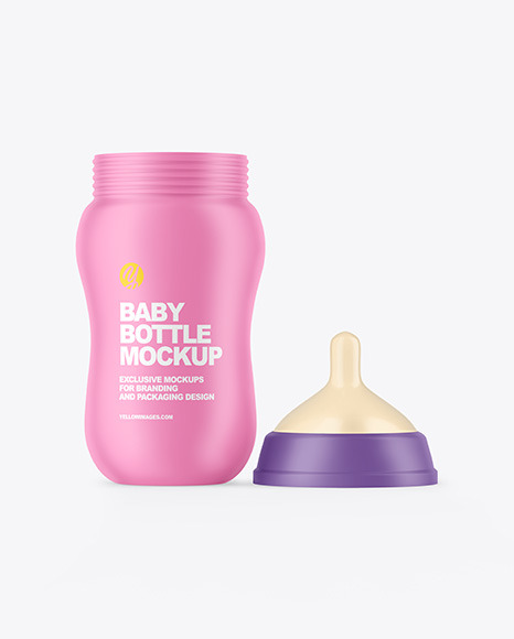 Matte Baby Bottle with Opened Cap Mockup