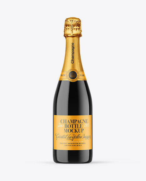 Dark Glass Champagne Bottle Mockup