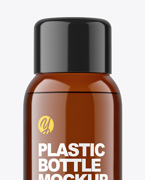 Amber Plastic Bottle Mockup PSD #2