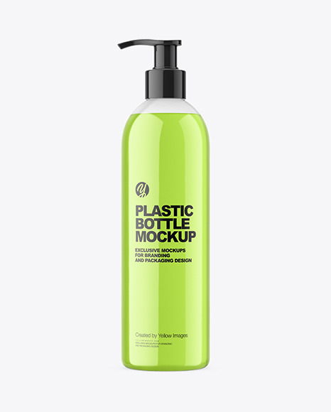Clear Plastic Bottle with Pump Mockup
