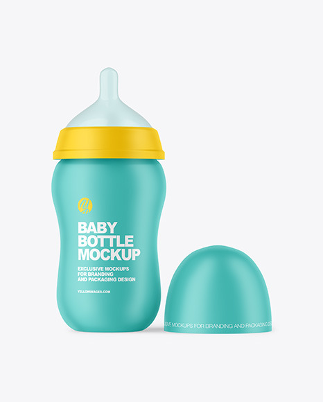 Matte Baby Bottle with Opened Cap Mockup