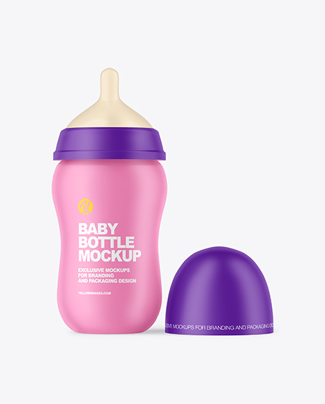 Matte Baby Bottle with Opened Cap Mockup PSD #2