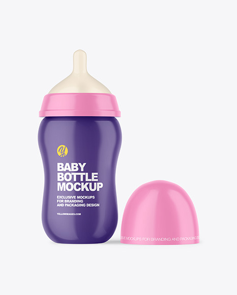 Glossy Baby Bottle with Opened Cap Mockup PSD #2