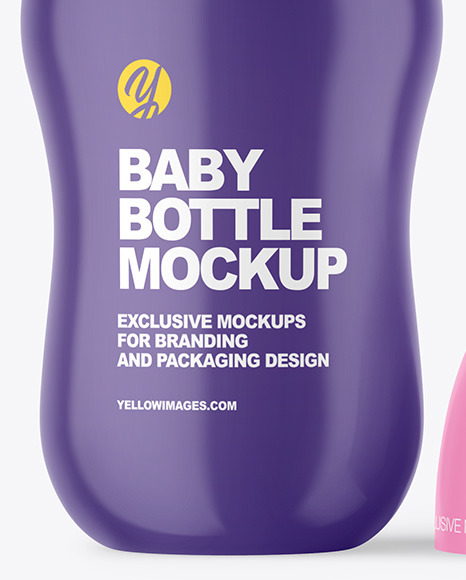 Glossy Baby Bottle with Opened Cap Mockup PSD #6