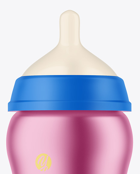 Matte Metallic Baby Bottle with Opened Cap Mockup PSD #1