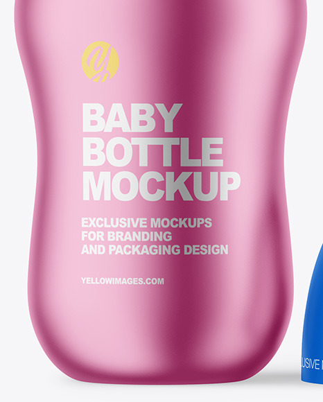 Matte Metallic Baby Bottle with Opened Cap Mockup PSD #6