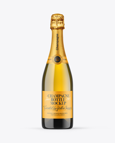 Antique Green Glass Champagne Bottle Mockup