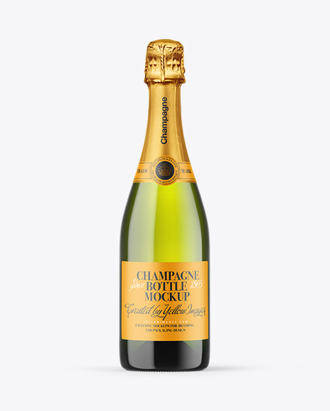 Green Glass Champagne Bottle Mockup