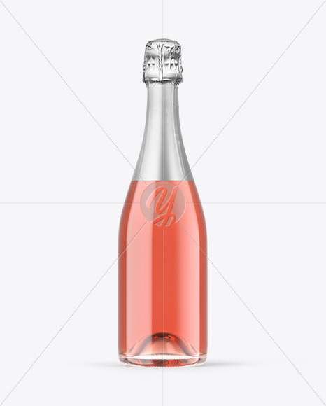 Clear Glass Pink Champagne Bottle Mockup PSD #3