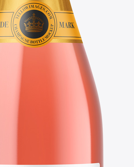 Clear Glass Pink Champagne Bottle Mockup PSD #1