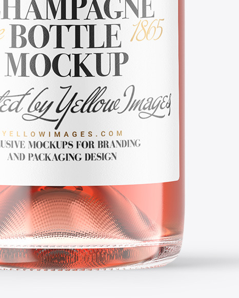 Clear Glass Pink Champagne Bottle Mockup PSD #6