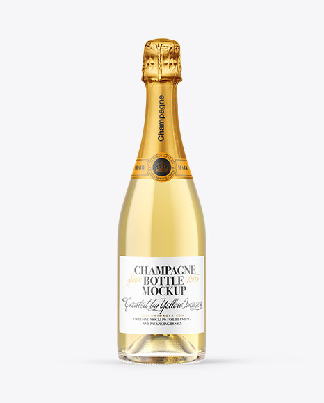 Clear Glass White Champagne Bottle Mockup
