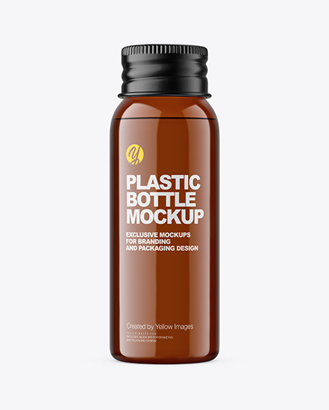 Amber Plastic Bottle Mockup