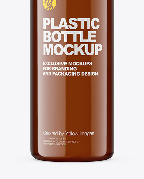 Amber Plastic Bottle Mockup PSD #1