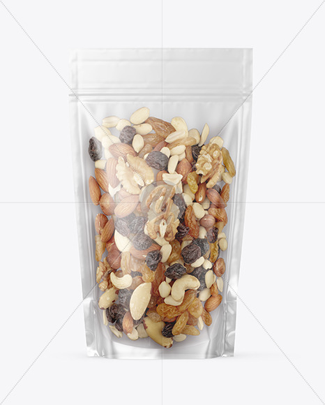 Glossy Stand up Pouch with Fruit   Nut Mix Mockup PSD #3