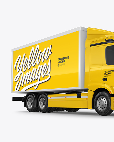Box Truck Mockup   Half Side View PSD #2