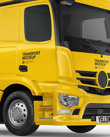 Box Truck Mockup   Half Side View PSD #6