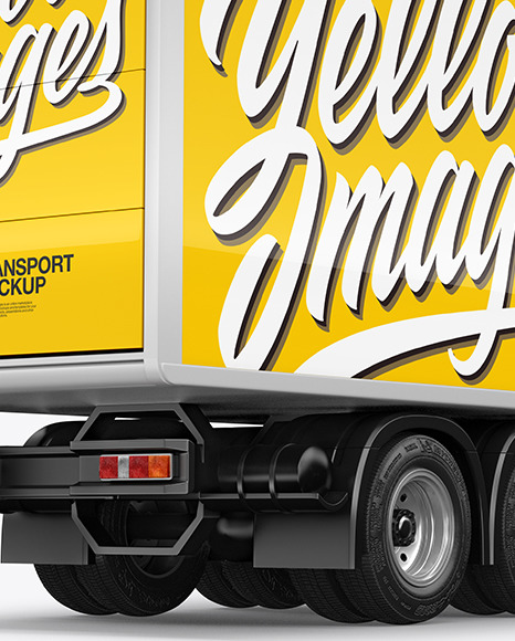 Box Truck Mockup   Back Half Side View PSD #1
