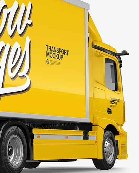 Box Truck Mockup   Back Half Side View PSD #6