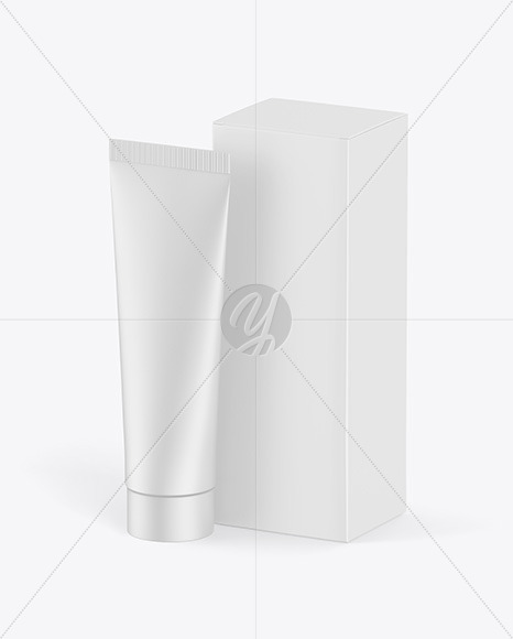 Matte Cosmetic Tube w  Box Mockup PSD #1