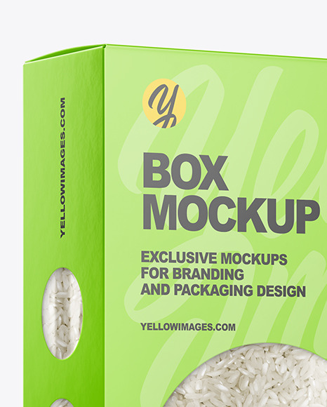 Paper Box with Rice Mockup PSD #2