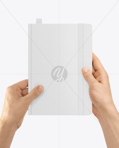 Notebook in a Hand Mockup PSD #3