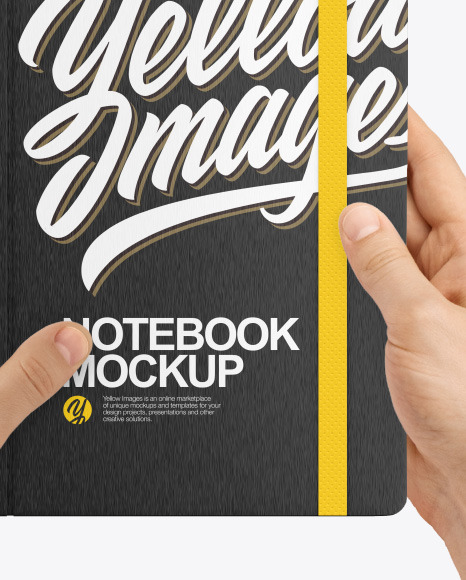 Notebook in a Hand Mockup PSD #1