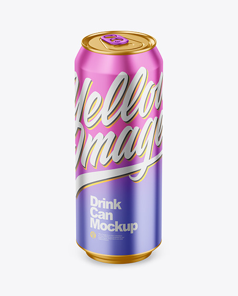500ml Matte Metallic Drink Can Mockup PSD #2