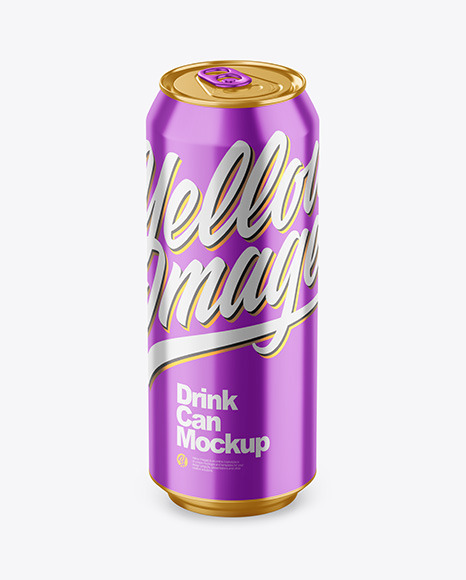 500ml Glossy Metallic Drink Can Mockup PSD #2