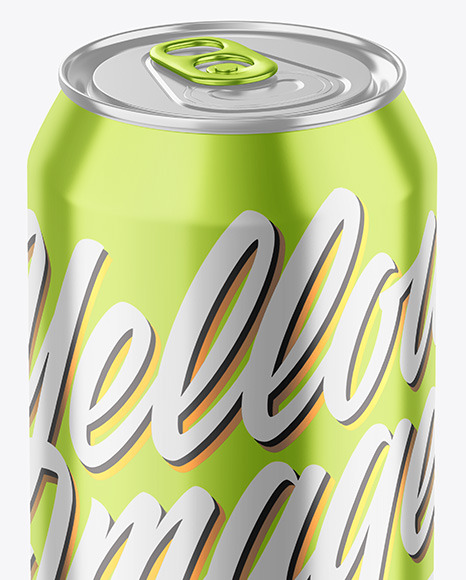 500ml Glossy Metallic Drink Can Mockup PSD #1
