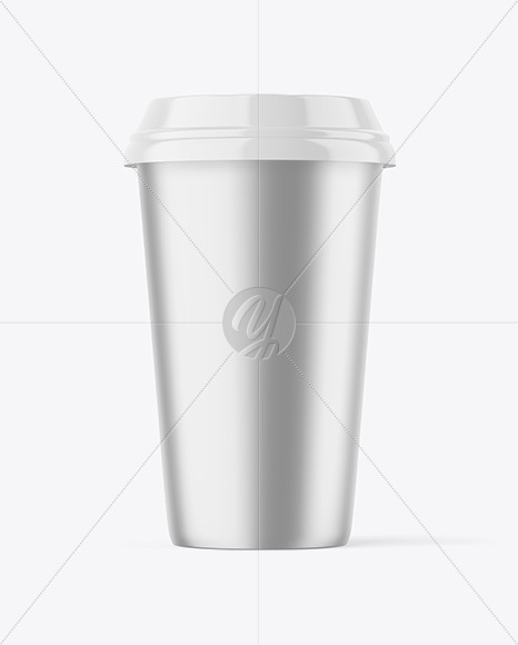 Metallic Coffee Cup with Plastic Cap Mockup PSD #3