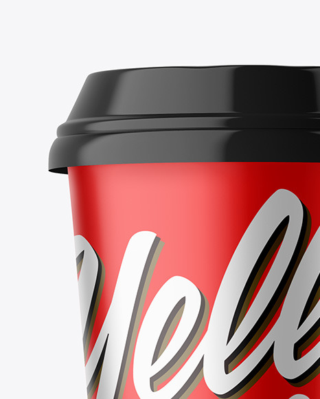 Metallic Coffee Cup with Plastic Cap Mockup PSD #2