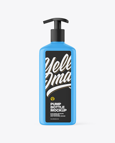 Matte Plastic Square Bottle With Pump Mockup