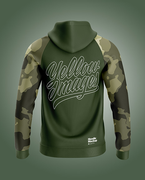 Raglan Full Zip Hoodie Mockup   Back View PSD #3