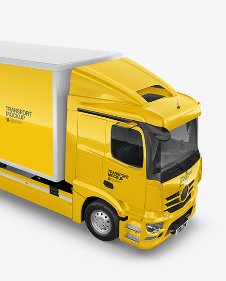 Box Truck Mockup   Half Side View PSD #2