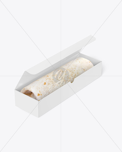 Paper Box with Burrito Mockup PSD #3