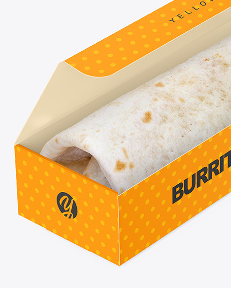 Paper Box with Burrito Mockup PSD #2