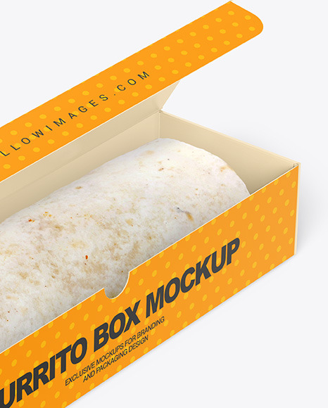 Paper Box with Burrito Mockup PSD #6