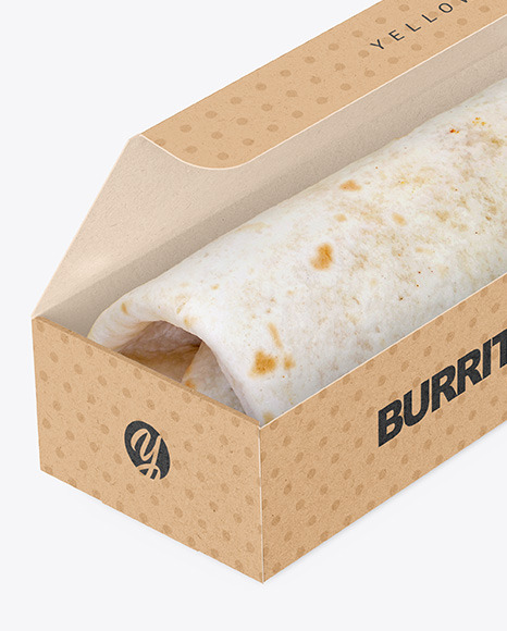 Kraft Box with Burrito Mockup PSD #2