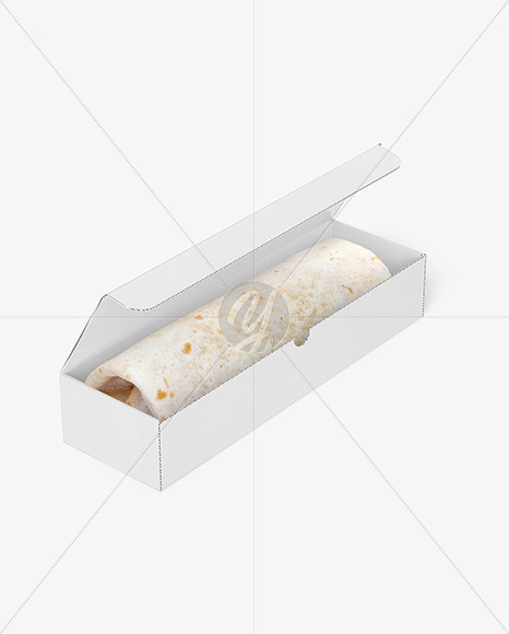 Cardboard Box with Burrito Mockup PSD #3
