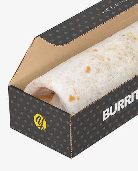 Cardboard Box with Burrito Mockup PSD #2