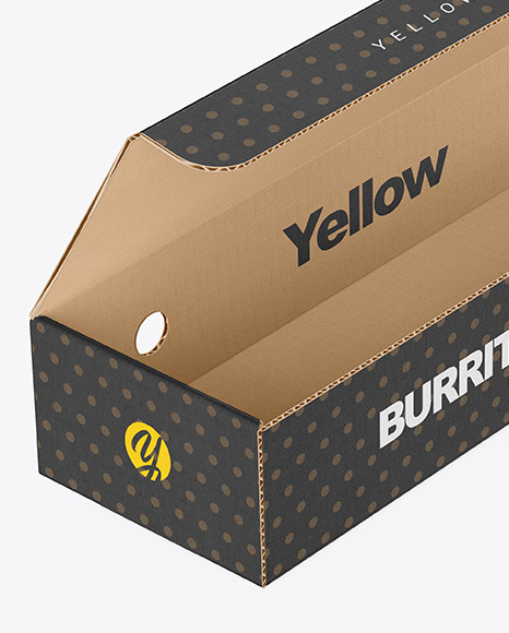 Cardboard Box with Burrito Mockup PSD #1