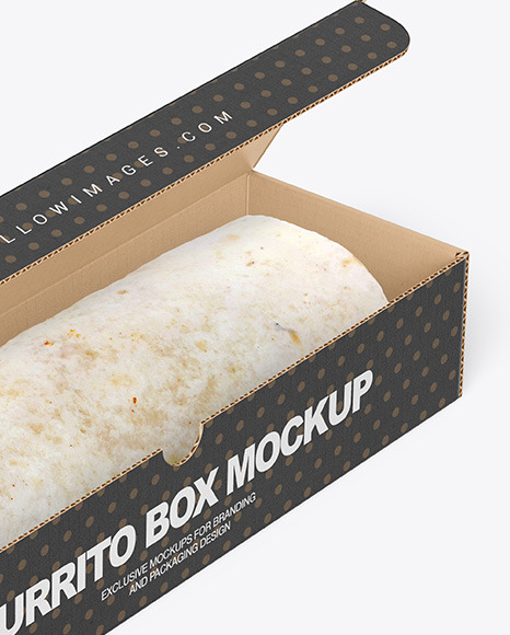 Cardboard Box with Burrito Mockup PSD #6