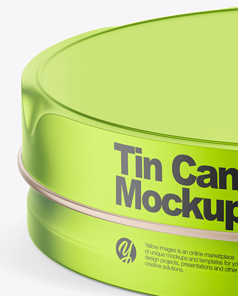 Metallic Round Tin Can Mockup PSD #2