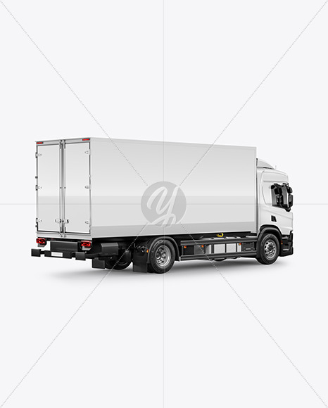 Box Truck Mockup   Back Half Side View PSD #3