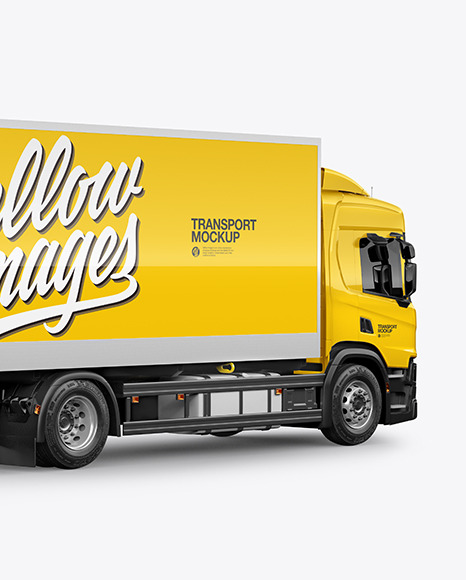 Box Truck Mockup   Back Half Side View PSD #4